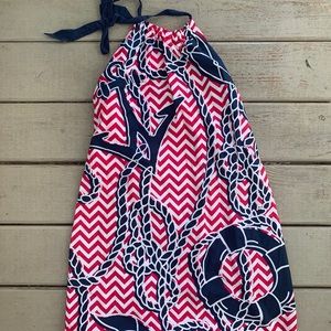 Vineyard Vines Navy and Red Backless Dress